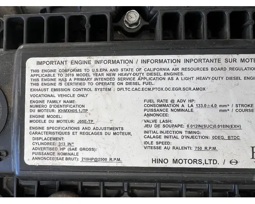 HINO J05C Engine Assembly