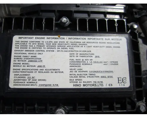 HINO J05E-TP ENGINE ASSEMBLY