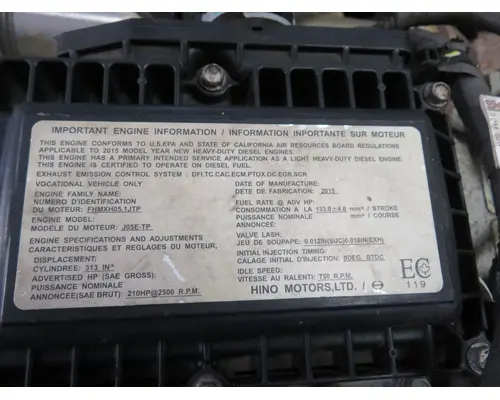 HINO J05E-TP Engine Assembly