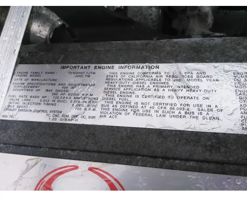 HINO J08E-TV (AIR BRAKE) ENGINE ASSEMBLY