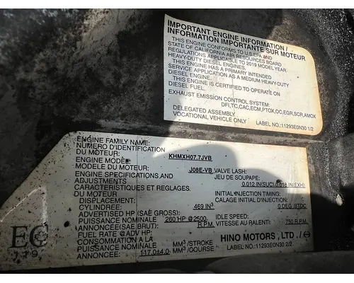 HINO J08E-VB Engine Assembly