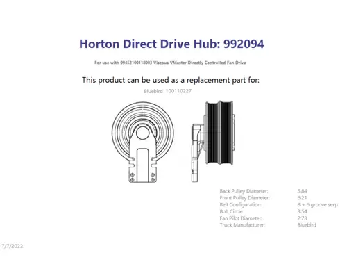HORTON Drive Hub Fan Clutches & Hubs