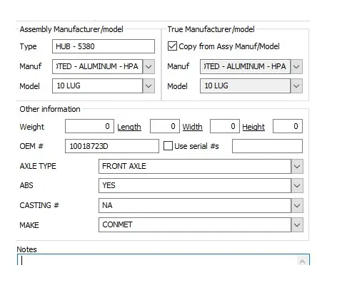 HUB PILOTED - ALUMINUM 10 LUG HUB