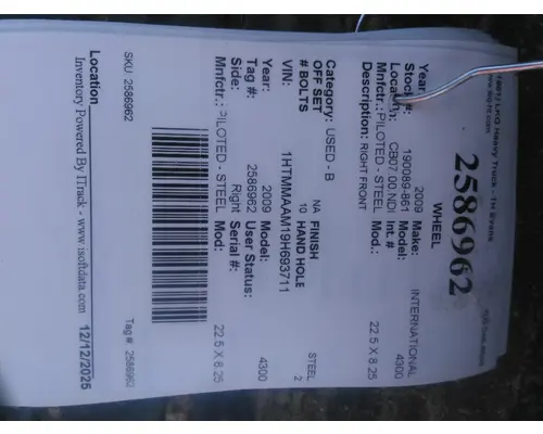 HUB PILOTED - STEEL 22.5 X 8.25 WHEEL