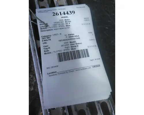 HUB PILOTED - STEEL 22.5 X 8.25 WHEEL