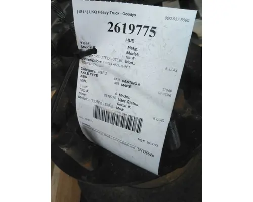 HUB PILOTED - STEEL 8 LUG HUB