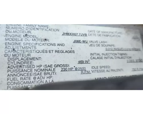 Hino J08E-WU Engine Assembly