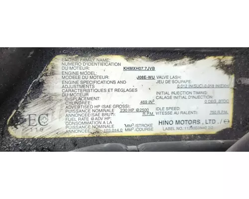 Hino J08E-WU Engine Assembly
