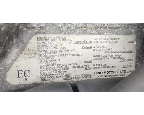 Hino J08E-WU Engine Assembly