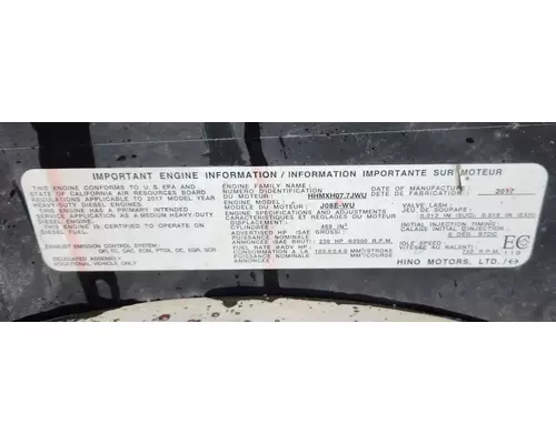 Hino J08E-WU Engine Assembly