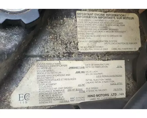 Hino J08E-WU Engine Assembly
