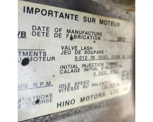 Hino J08 Engine Assembly