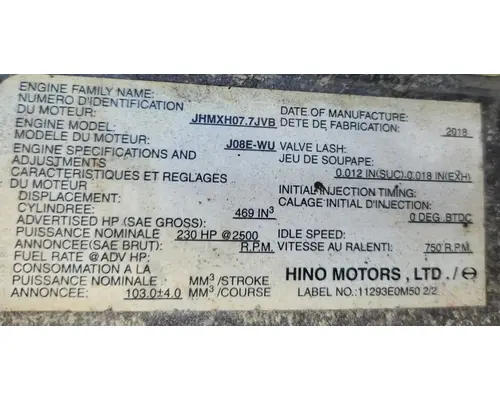 Hino J08 Engine Assembly