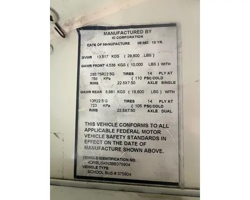IC BUS PB105 Instrument Cluster