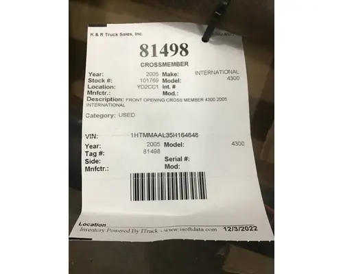 INTERNATIONAL 4300 724 Crossmembers