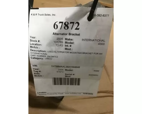 INTERNATIONAL 4300 Alternator Bracket