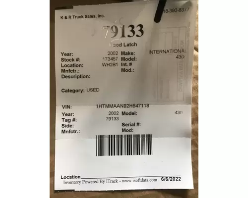 INTERNATIONAL 4300 Latches and Locks