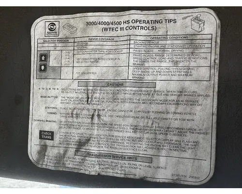 INTERNATIONAL 4400 Interior Sun Visor