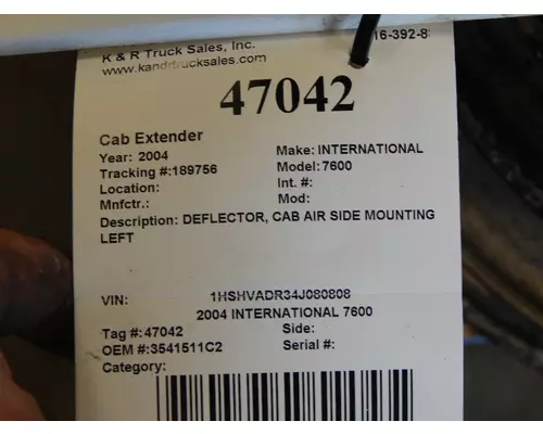 INTERNATIONAL 8500 Cab Extender 