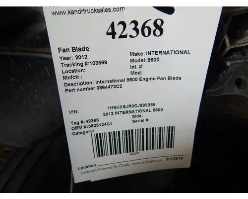 INTERNATIONAL 8600 Fan Blade