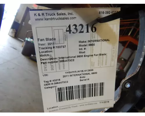 INTERNATIONAL 8600 Fan Blade