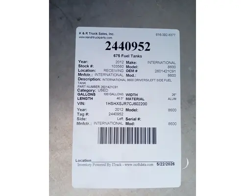 INTERNATIONAL 8600 Fuel Tank