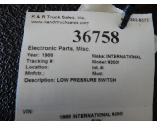 INTERNATIONAL 9200I Dash  Console Switch