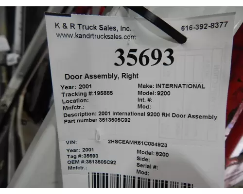 INTERNATIONAL 9200 Door Assembly