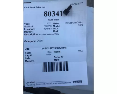 INTERNATIONAL 9400 Sun Visor (External)