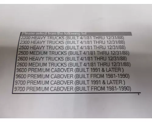 INTERNATIONAL 9600 MISC PARTS