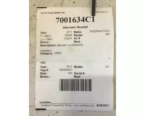 INTERNATIONAL 9900 Bracket, Alternator