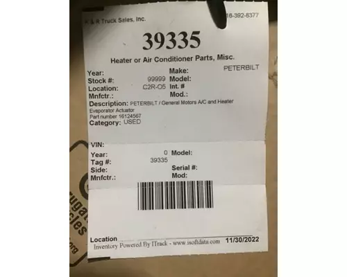 INTERNATIONAL 9900 Heater or Air Conditioner Parts, Misc.