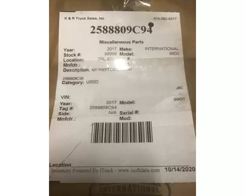 INTERNATIONAL 9900 Hood Strut