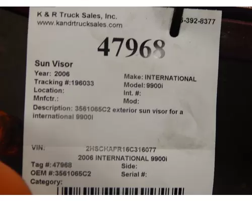 INTERNATIONAL 9900i Sun Visor
