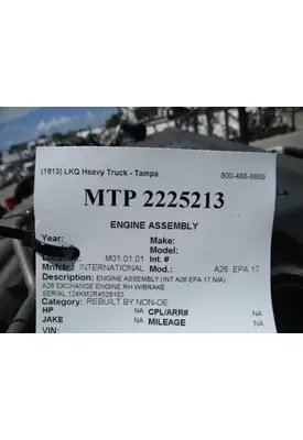 INTERNATIONAL A26  EPA 17 ENGINE ASSEMBLY