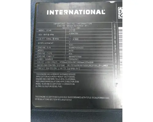 INTERNATIONAL A26 EPA 17 ENGINE ASSEMBLY