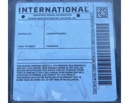 INTERNATIONAL A26 EPA 17 ENGINE ASSEMBLY
