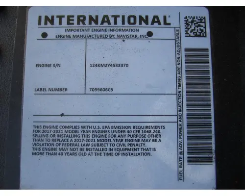 INTERNATIONAL A26 EPA 17 ENGINE ASSEMBLY