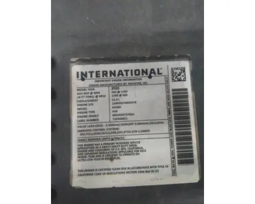 INTERNATIONAL A26 EPA 20 ENGINE ASSEMBLY
