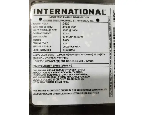 INTERNATIONAL A26 Engine Assembly