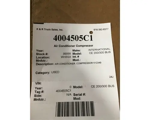 INTERNATIONAL CE 200/300 BUS  Air Conditioner Compressor