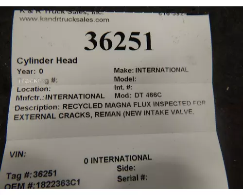 INTERNATIONAL DT 466B Cylinder Head