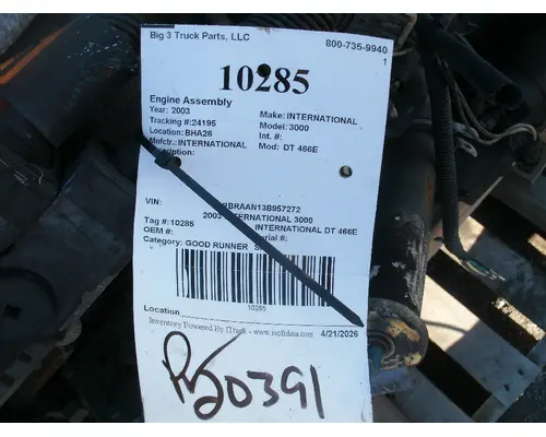INTERNATIONAL DT 466E Engine Assembly