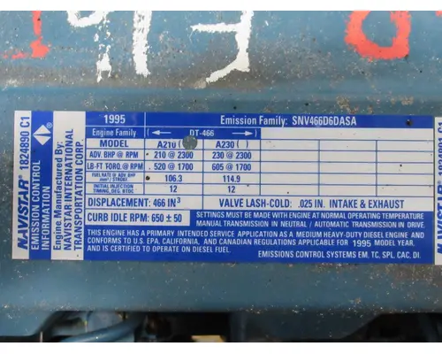 INTERNATIONAL DT466 Mechanical Engine Assembly
