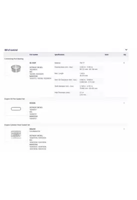 INTERNATIONAL DT466E Engine Overhaul Kit