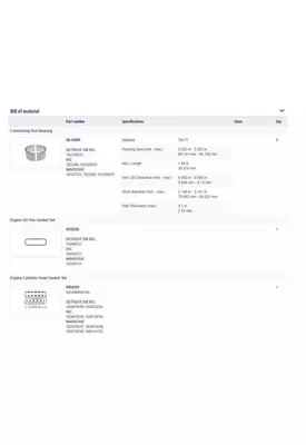 INTERNATIONAL DT466E Engine Reman Kit
