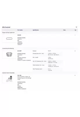 INTERNATIONAL DT466E Engine Reman Kit