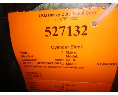 INTERNATIONAL DT466NGD-P (MECH) CYLINDER BLOCK