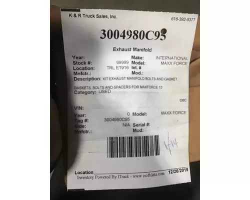 INTERNATIONAL International  Exhaust Manifold