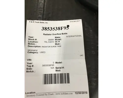 INTERNATIONAL International  Radiator Overflow Bottle